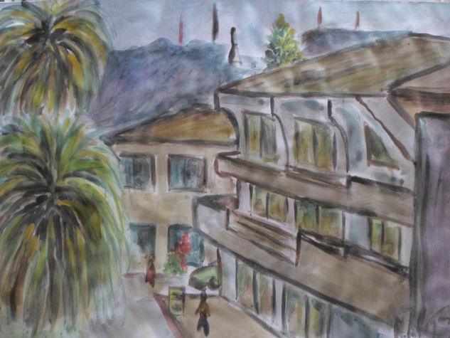 Freire esquina Portales, año 2016, constitución, chile.. Watercolour Paper Landscaping