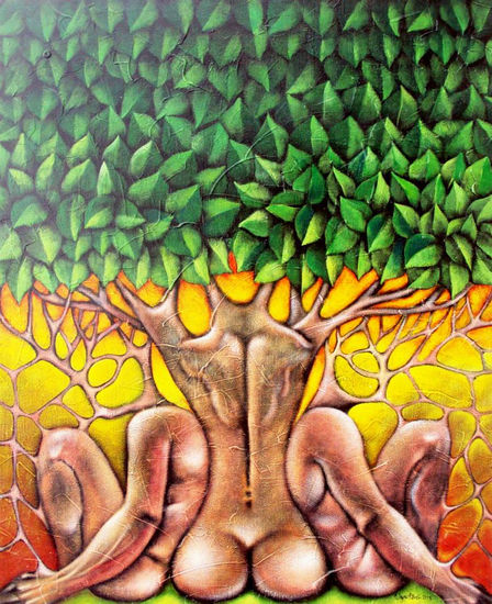 DESCANSO BAJO EL ARBOL Acrylic Canvas Nude Paintings