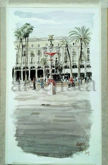 Plaza Real (Barcelona) / Royal square (Barcelona) Watercolour Paper Landscaping