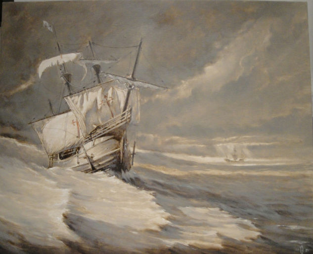 En la tormenta Oil Canvas Marine Painting