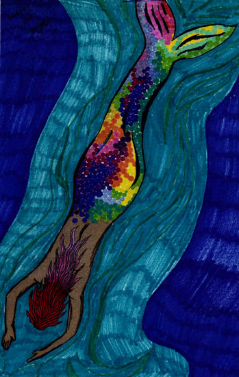 sirena color full Mixed Media