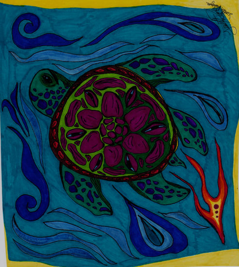 Tortuga de la suerte Mixed Media