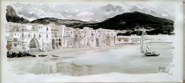 Cefalù (Sicilia) Watercolour Paper Marine Painting