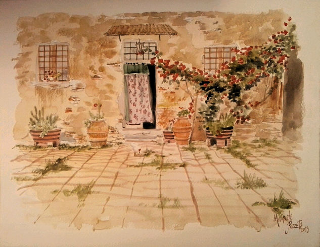 Casa en la Toscana (Italia). House in Tuscany (Italy). Watercolour Paper Landscaping