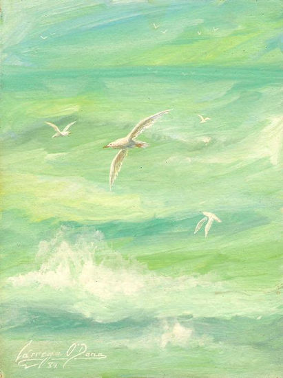 Tres gaviotas Acrylic Others Marine Painting