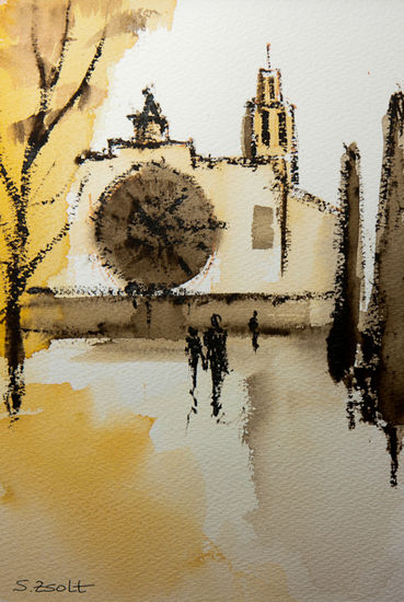 Otoño en Sant Cugat Watercolour Paper Landscaping