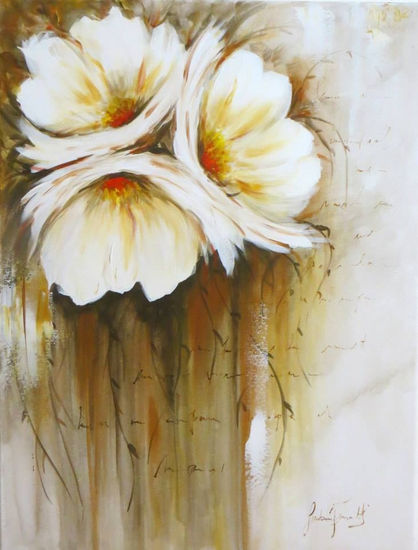 Flores blancas Acrylic Canvas Floral Painting