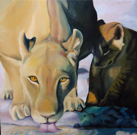 La leona Oil Canvas Animals