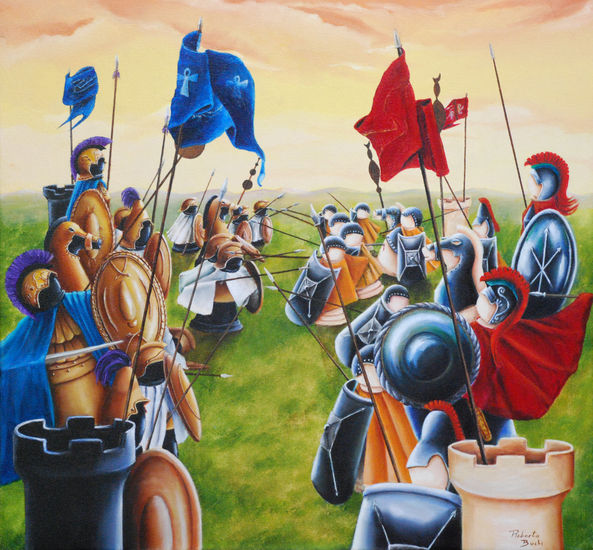 Batalla final, de la serie ajedrez Oil Canvas Figure Painting