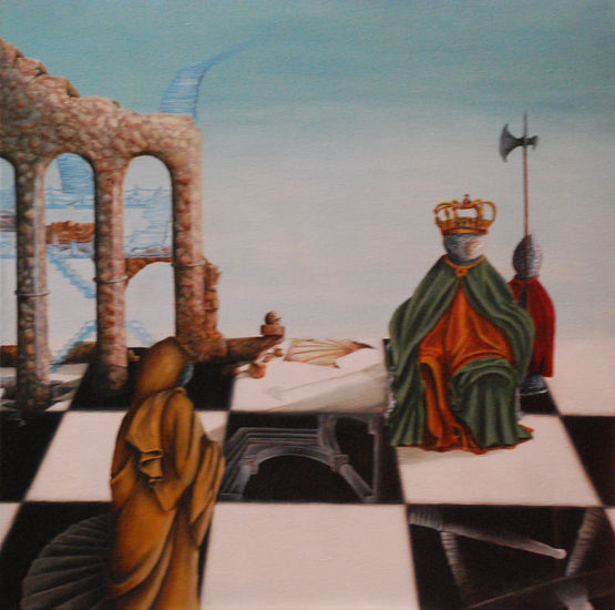 La intriga, de la serie ajedrez Oil Canvas Figure Painting