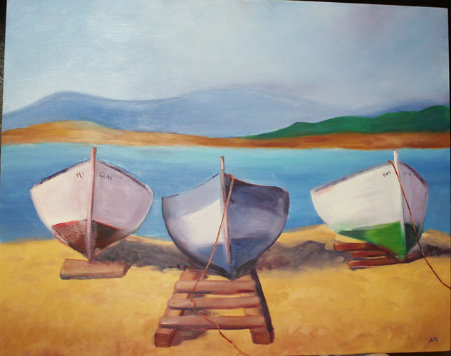 Amarrador de verano Oil Panel Marine Painting