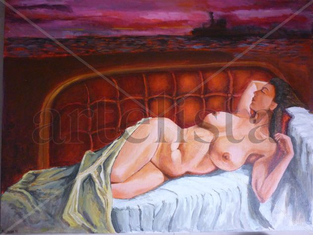 Mujer desnuda anochecer Acrylic Canvas Nude Paintings