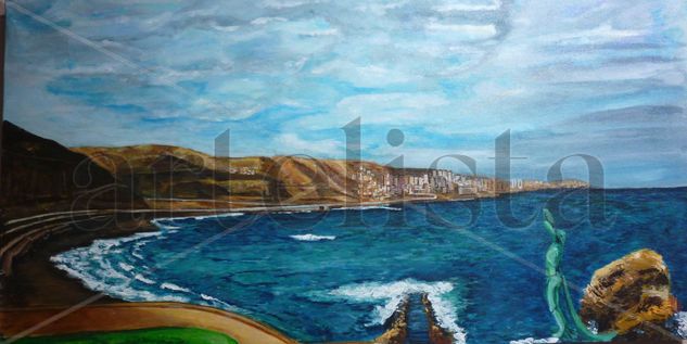 Playa de la Laja, Las Palmas Acrylic Canvas Marine Painting