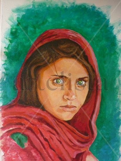 Sharbat Gula Acrylic Canvas Portrait