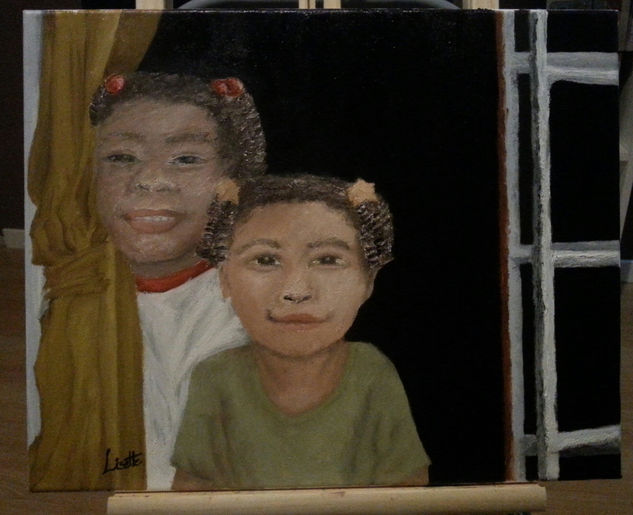 Niñas de color Oil Canvas Portrait