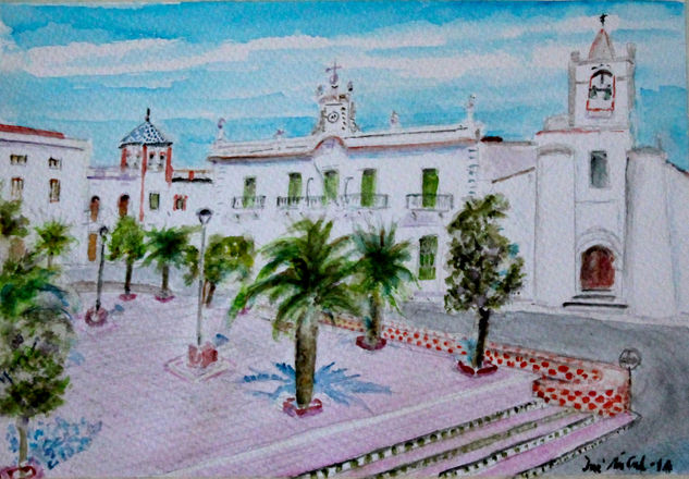 LA PLAZA DE LA MERCED Acuarela Papel Paisaje