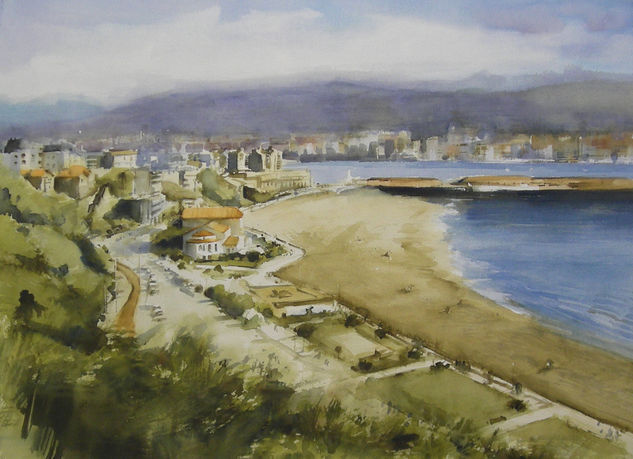 Playa vacía Watercolour Paper Marine Painting