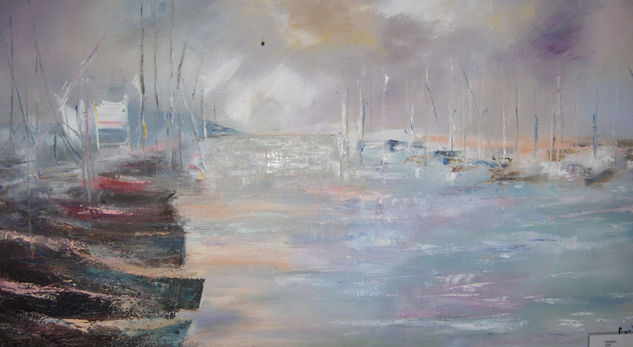 Marina dorada Oil Canvas Marine Painting