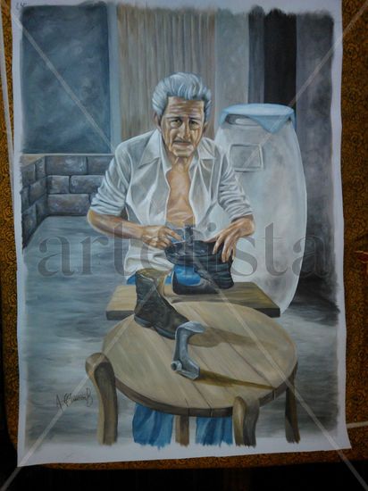 zapatero Acrylic Canvas Figure Painting