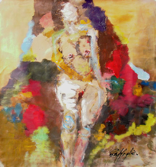 Una mujer en mi paleta Mixed media Textile Nude Paintings