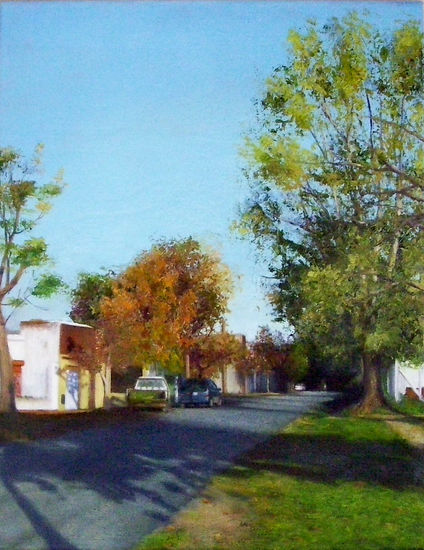 Calle granaderos tarde de sol Óleo Lienzo Paisaje