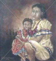 Maternidad: meri y chi Oil Canvas Figure Painting