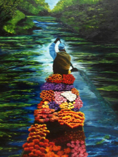 Hacia el mercado de flores Oil Canvas Landscaping