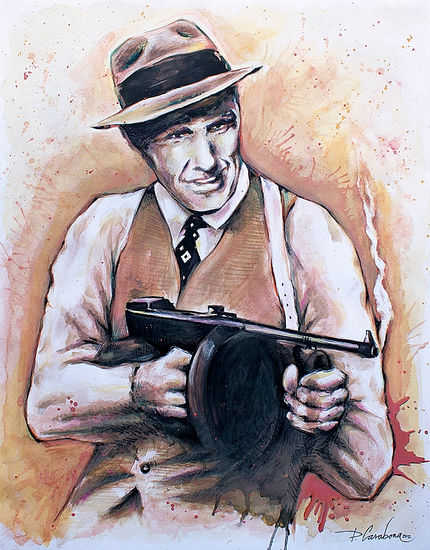 Retro gangster Acrylic Paper Figure Painting