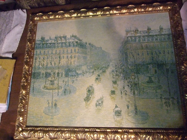 REPRODUCCIÓN DE CAMILLE PISSARRO AVENIDA DE LA OPERA DE PARIS Y PLAZA DEL TEATRO FRANCÉS (1872) Óleo Piel Paisaje