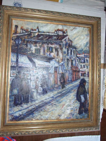 PAISAJE DE CIUDAD PASEANDO POR LAS CALLES CON FIRMA QUE PONE MARC Oil Canvas Landscaping