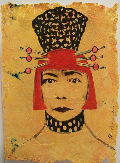 Yayoi Kusama in Spain with comb/ Yayoi en España con peineta Otros Papel Retrato