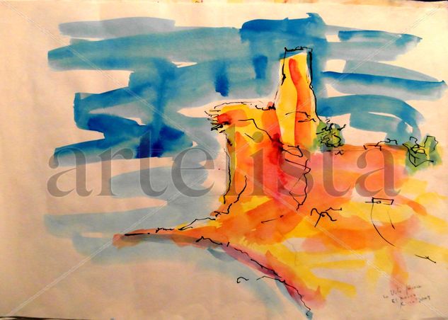 Playa "El Charco", La Vila-Joiosa. Watercolour Paper Marine Painting