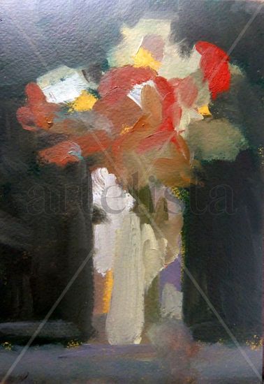 Jarra con flores Oil Paper Still Life Paintings