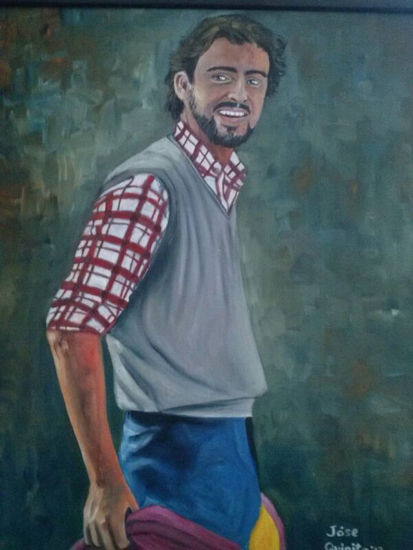 Perera con capote Oil Panel Portrait