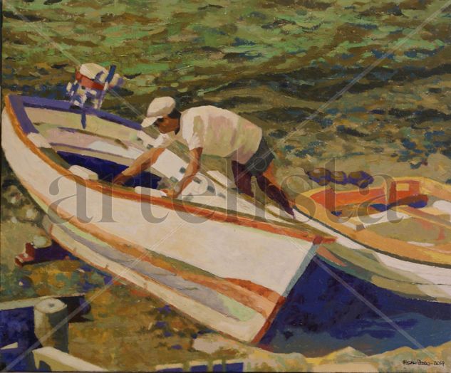 Barcas en la Isleta del Moro Oil Canvas Landscaping