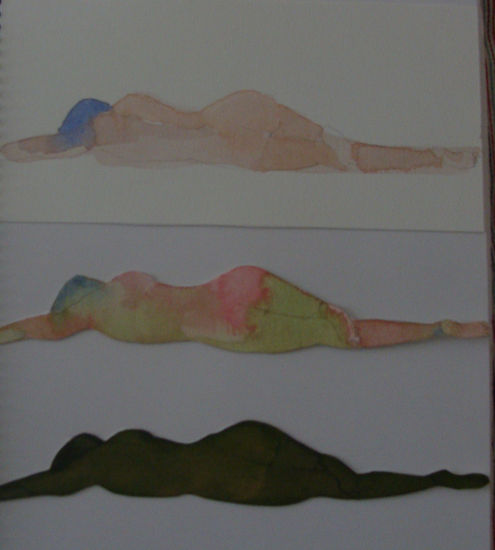 Trio Watercolour Paper Figure Painting