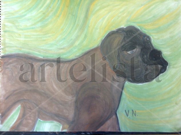 Mastiff Pastel Paper Animals