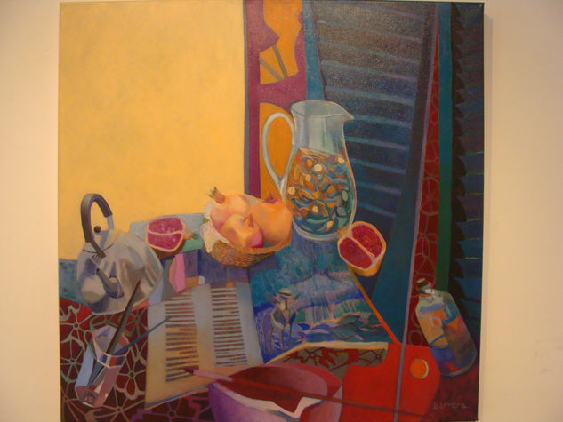 Natural desorden de las cosas, Granadas Oil Textile Still Life Paintings