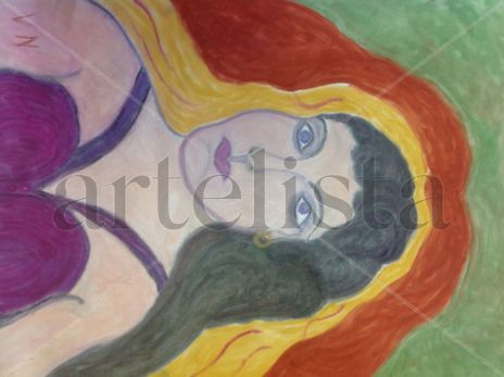 Woman with magenta...