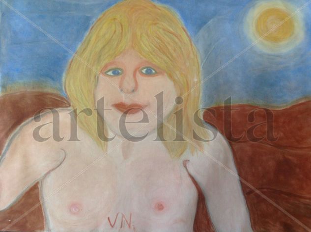 Blonde boy Pastel Papel Retrato