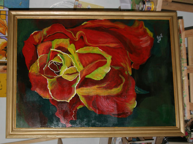 rosa prestada Acrylic Panel Floral Painting