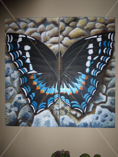 mariposa negra Acrylic Canvas Animals