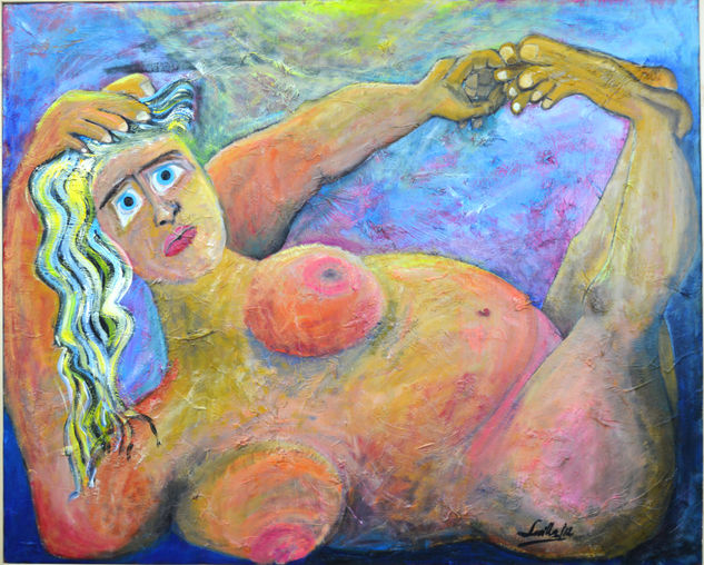 Mujer tumbada Acrylic Panel Nude Paintings