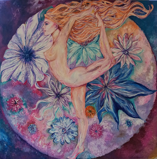 Danza Cosmica Acrylic Panel Floral Painting