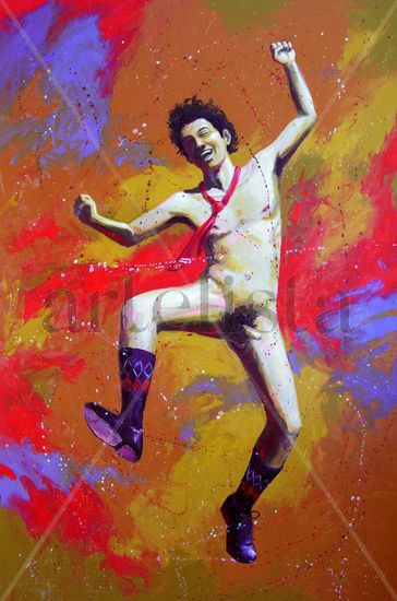 Otro baile feliz Oil Panel Figure Painting