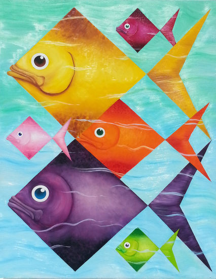 LOS PECES Oil Panel Animals