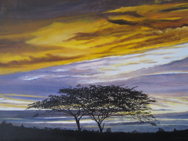 atardecer en Kenia Oil Canvas Landscaping