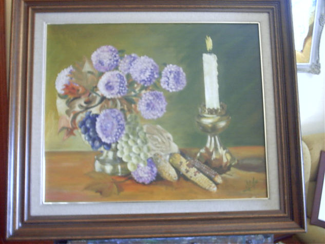 BODEGON VELA Y MAZORCA Oil