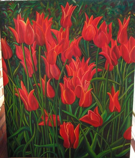 Campo de tulipanes Oil Canvas Floral Painting