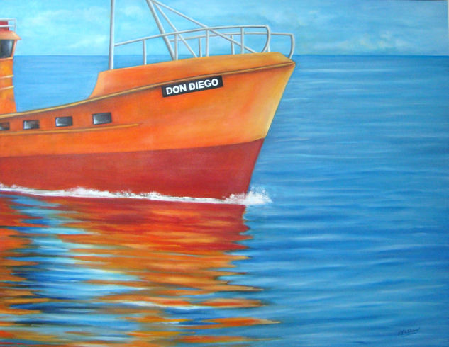 " Cálidos reflejos" Oil Canvas Marine Painting